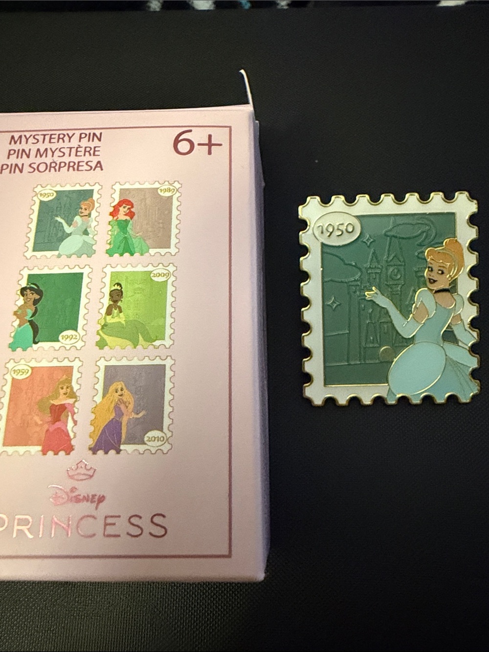 Disney princess Cinderella Stamp Pin - Blue and Gold Enamel